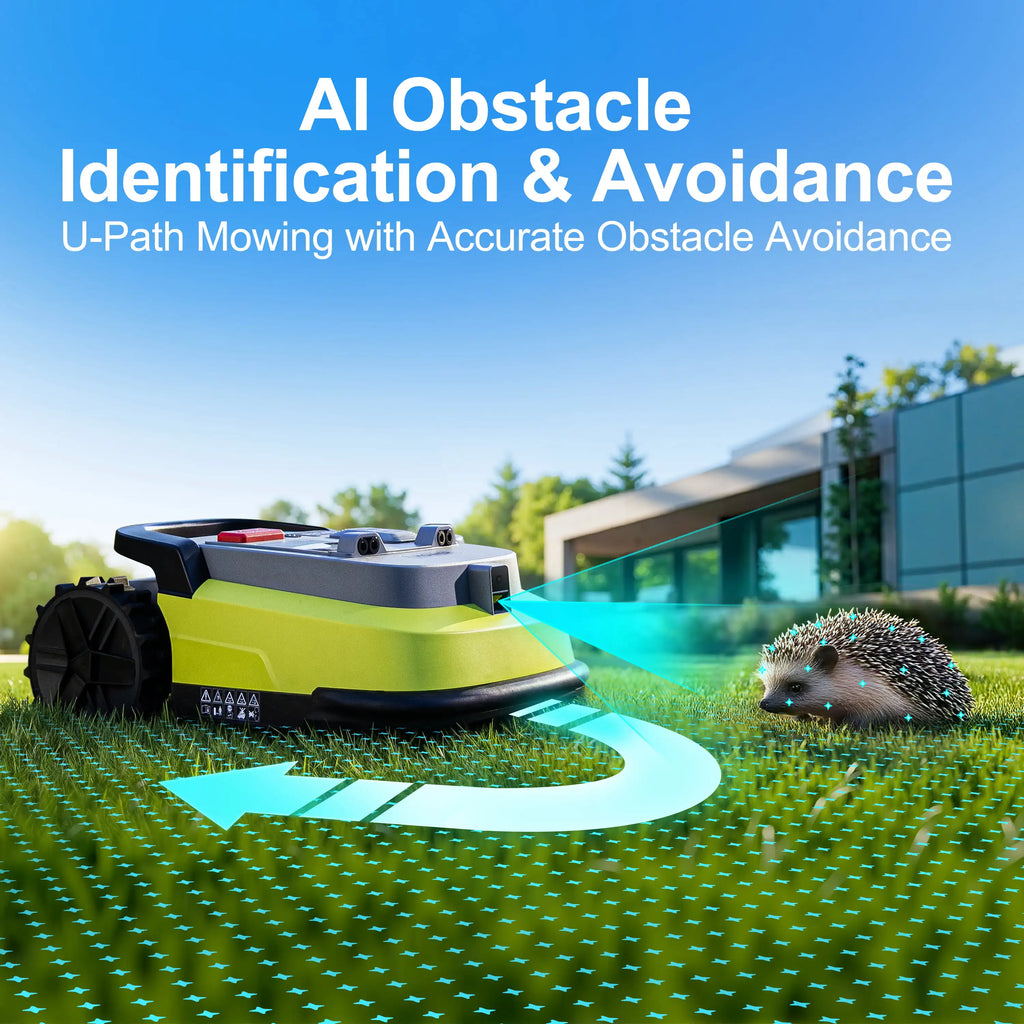 Robot Tondeuse Sans Fil – 1000 m², 90 min, Pente 55%, RTK+IA